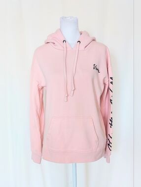 Vans Off The Wall Script Hoodie Sweatshirt Pink Womens Size XS